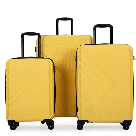 Travelhouse 3 Piece Hardshell Luggage Set Hardside Lightweight Suitcase with TSA Lock Spinner Wheels 20in24in28in.(Yellow)