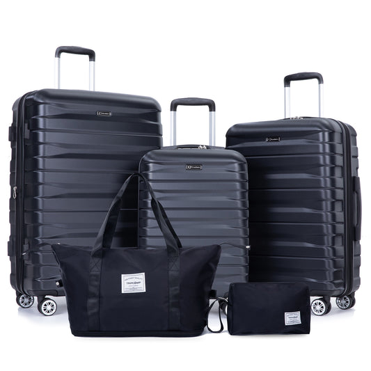 Tripcomp Luggage Sets 5 Piece Duffel bag,Hardside Travel Luggage set (20/24/28) with TSA Lock,Expandable Suitcase Set with Spinner Wheels.(Black)