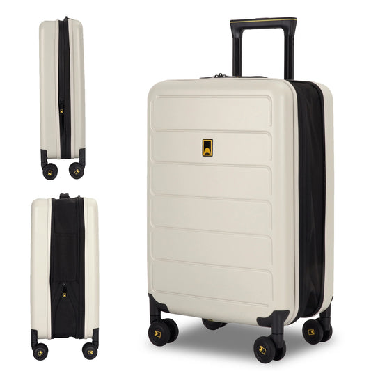 Landisun Collapsible Carry-on Luggage, Hardshell 20 inch Carry on Travel Luggage with Spinner Wheels, Creamy White
